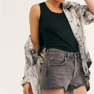 Levi's Women's 501 High-Rise Denim Cutoff Shorts - Size 26 - Eat Your Words Gray